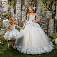 excellent ball gown flower girl dress lace appliques teens wedding party gown fashion show first communion dress