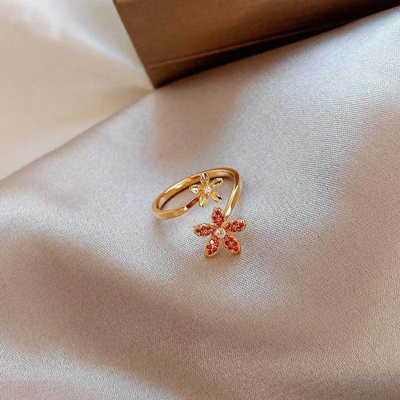 

2022 Korean New Simple Flower Women's Geometric Ring Fashion Temperament Exquisite Versatile Ring