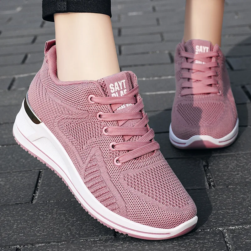 

Shoes Women's 2022 Spring New Inner Heightened Breathable Thick-soled Sneakers Comfortable Athletic Training Footwear