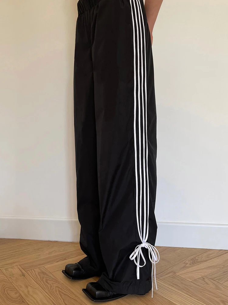 Женские спортивные брюки Bolopi с широкими штанинами повседневные Черные