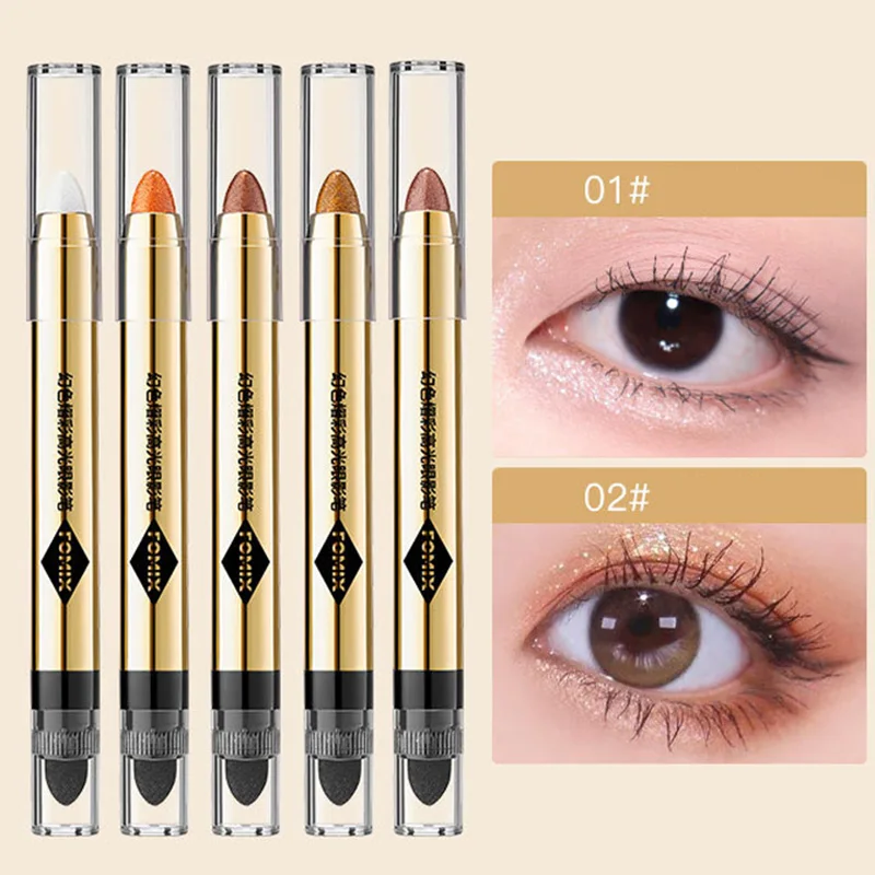 

New Arrive Long Lasting Cream Eye Shadow Pen New Double-head Metallic Eyeshadow Stick Shimmer Eyeshadow Pencil Ultra Pigmented