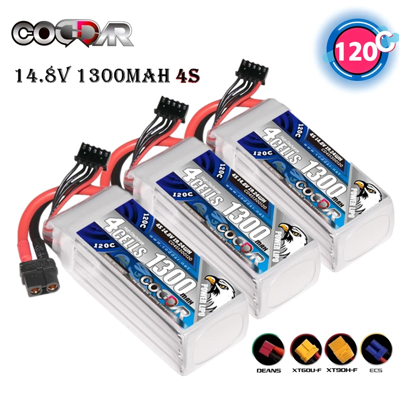 

CODDAR 4s Lipo Battery 14.8v 1300mah 120C For RC Car Quadcopter Helicopter Boat RC Airplane With XT60 XT30 XT150 Connector