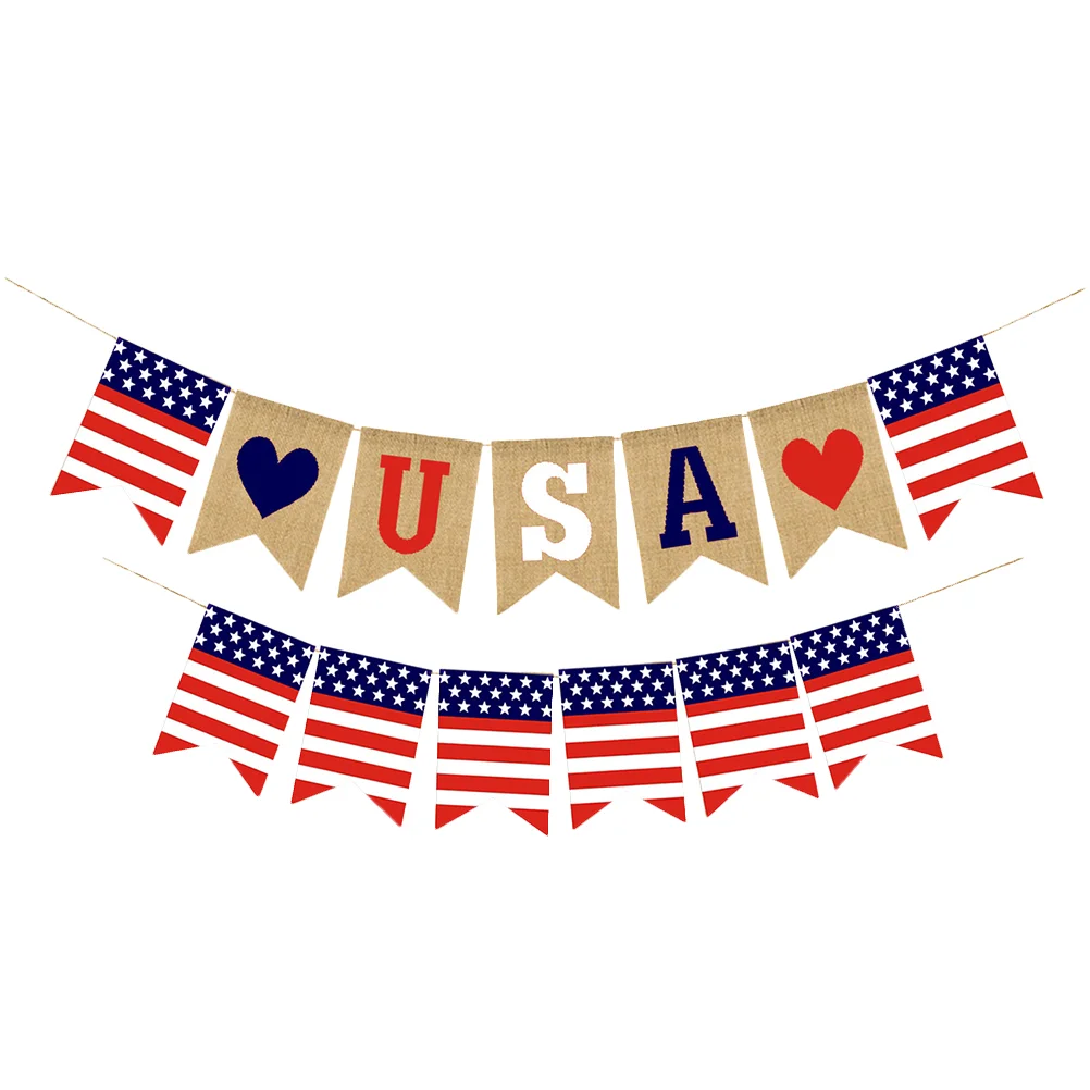 

Banner Independence Day Decoration Flagjuly Burlap Usa 4Th Patrioticamerican Decorations Home Background Prop Photography