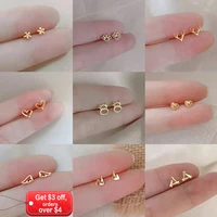 korean minimalist 925 silver needles mini small heart star stud earring for women wings butterfly ear piercing mini ear studs