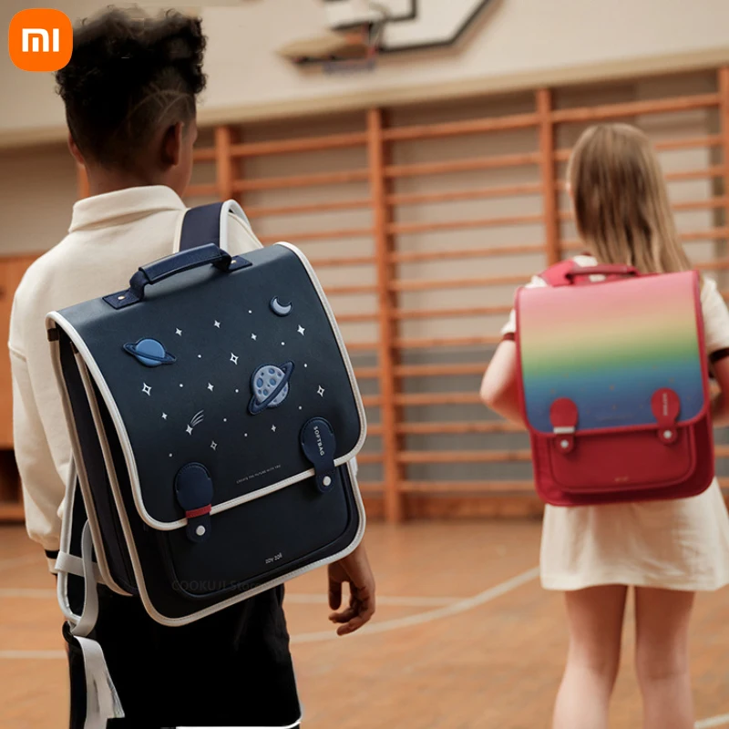 

Школьный ранец Xiaomi в стиле ретро для учеников начальной школы, Детский рюкзак для мальчиков и девочек для ухода за позвоночником и снятия ст...