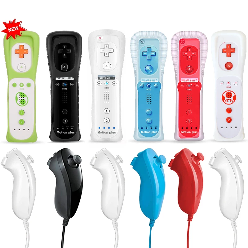 2 in 1 For Nintendo Wiimote Built in Motion Plus Inside Remote Gamepad Controller For Wii Controller For Wii remote and nunchuck images - 6