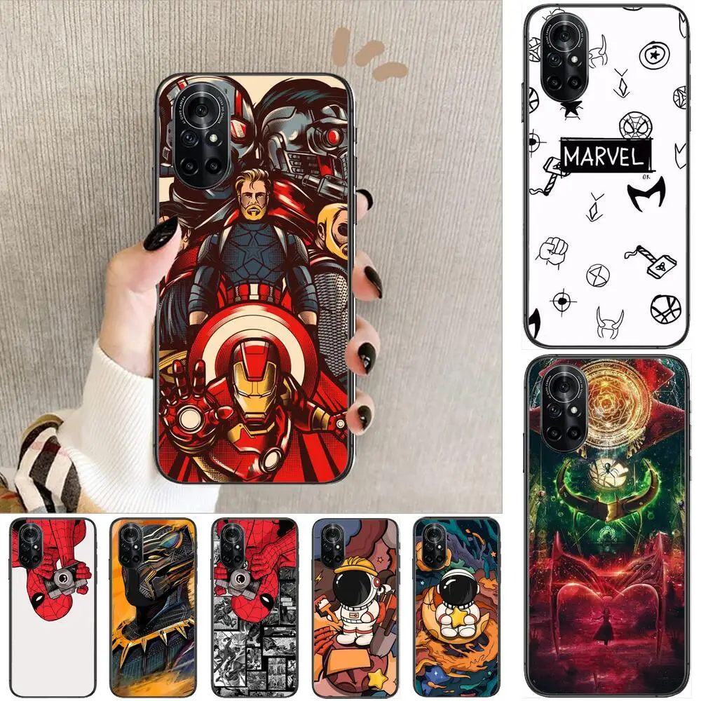 

Marvel Super Heroes Clear Phone Case For Huawei Honor 20 10 9 8A 7 5T X Pro Lite 5G Black Etui Coque Hoesjes Comic Fash design