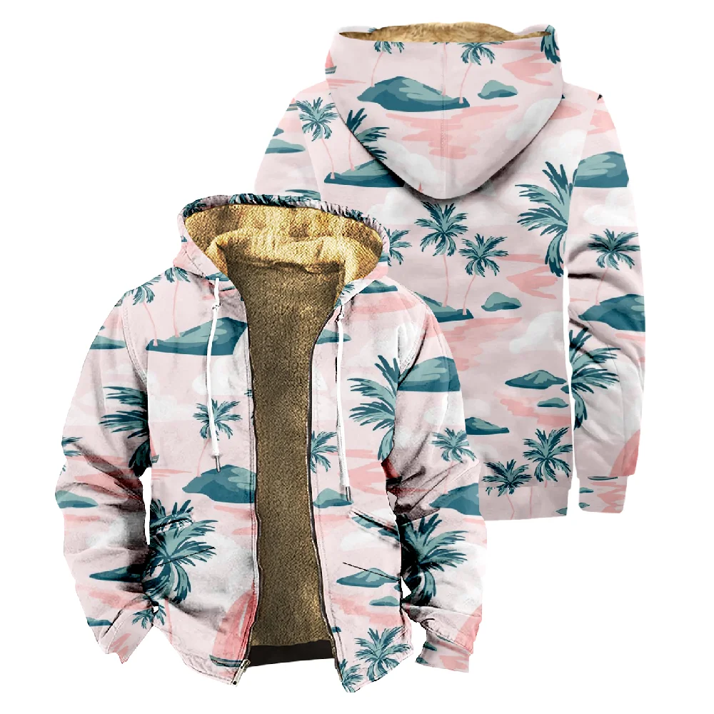 

Свитер мужской на молнии, худи с гавайским принтом демона, зимняя Толстовка с длинным рукавом, повседневная куртка с капюшоном, уличная одежда