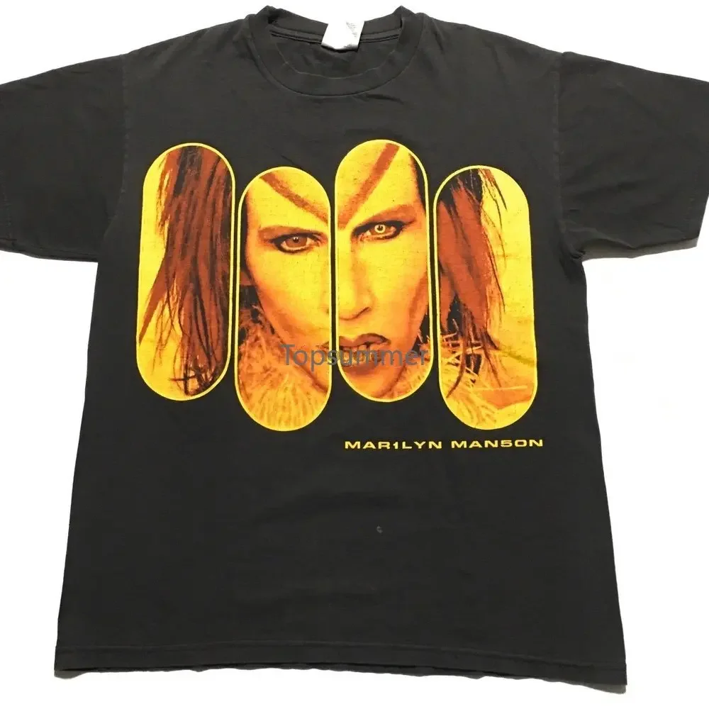 Фото Marilyn Manson Rock Is Dead 1998, одиночные промо-механические животные, эпоха, двусторонние негабаритные футболки с рисунком для женщин №1