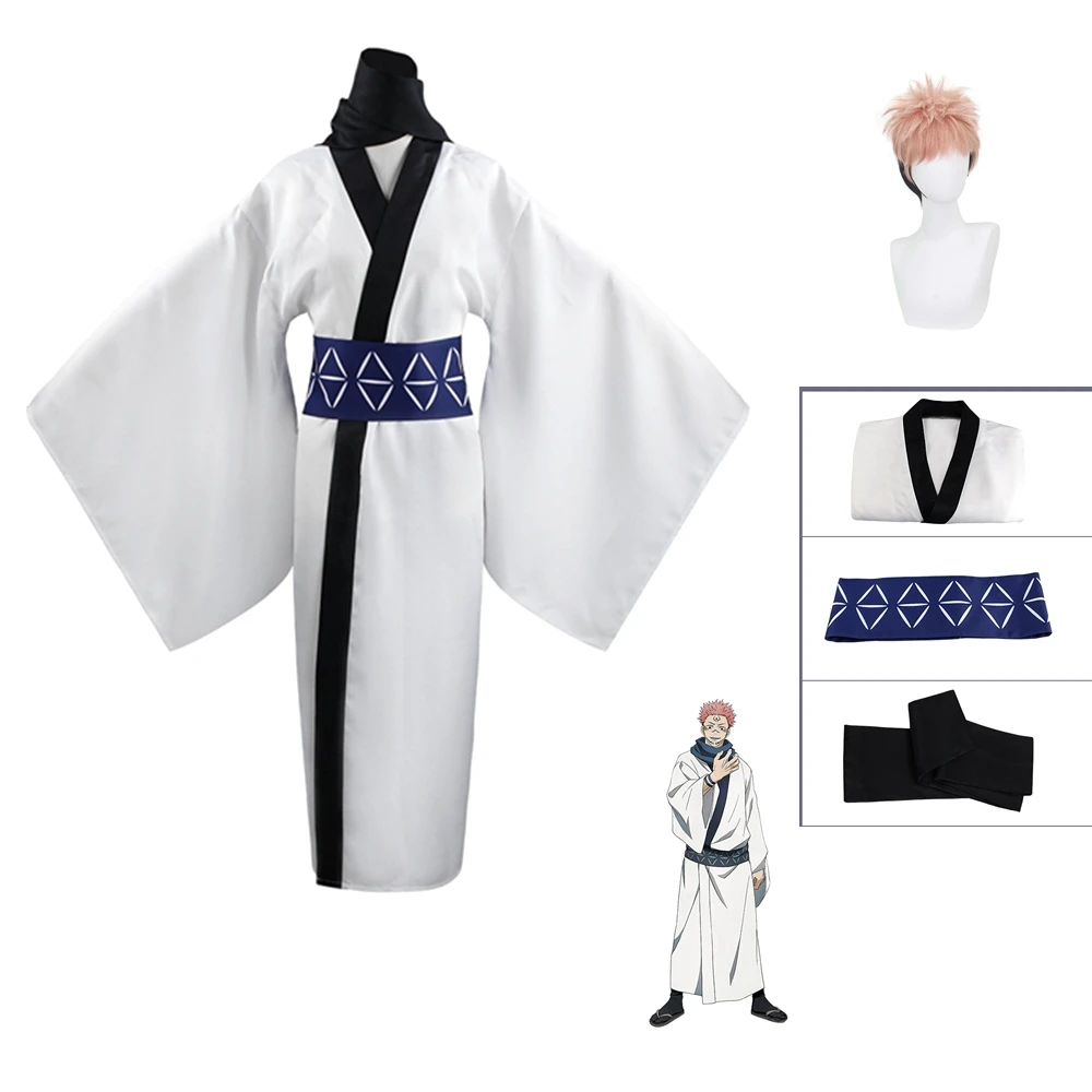 

Anime Jujutsu Kaisen Ryomen Sukuna Cosplay Costume Wig Japanese Kimono Carnival Uniform Hanfu Men Women Halloween Clothes Set