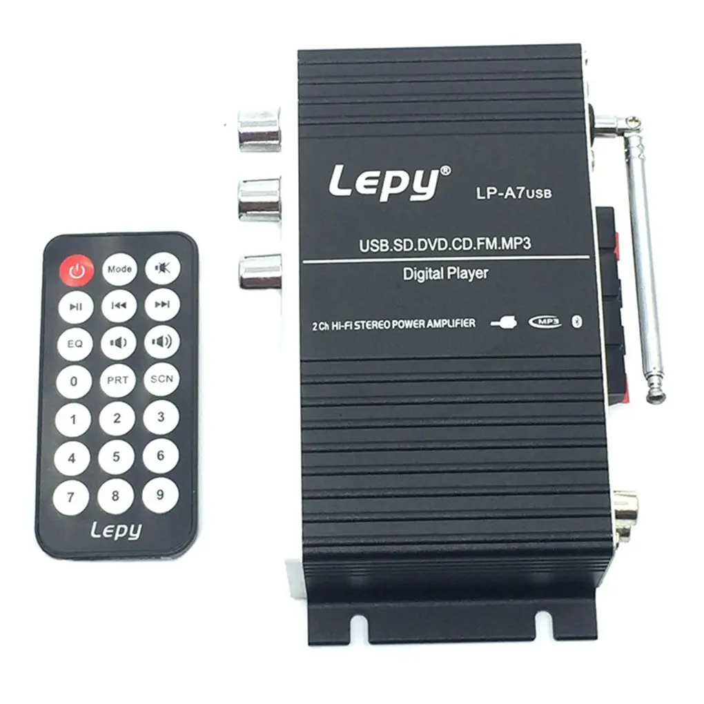 

Lepy A7 USB мини супер бас стерео автомобильный усилитель 2 канала USB DVD CD FM MP3 аудио плеер