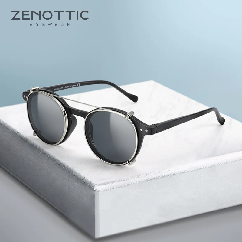 Фото Солнцезащитные очки ZENOTTIC Steampunk с круглым зажимом для мужчин и женщин Мужские