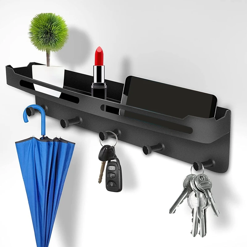 

Key Holder with Shelf, Self-Adhesive Key Holder No Drilling Required Modern Key Hanger Key Board Key Shelf Organiser
