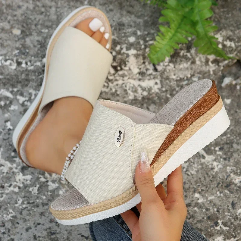 Летние новые женские туфли женская обувь внешняя торговля тапочки танкетка