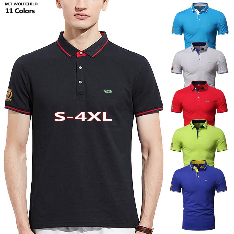 

S-4XL New-Design Summer Mens Polo Shirts Casual Short Sleeve Polos Hommes Solid Color Sportswear Tees Fashion Fit Slim Male Tops