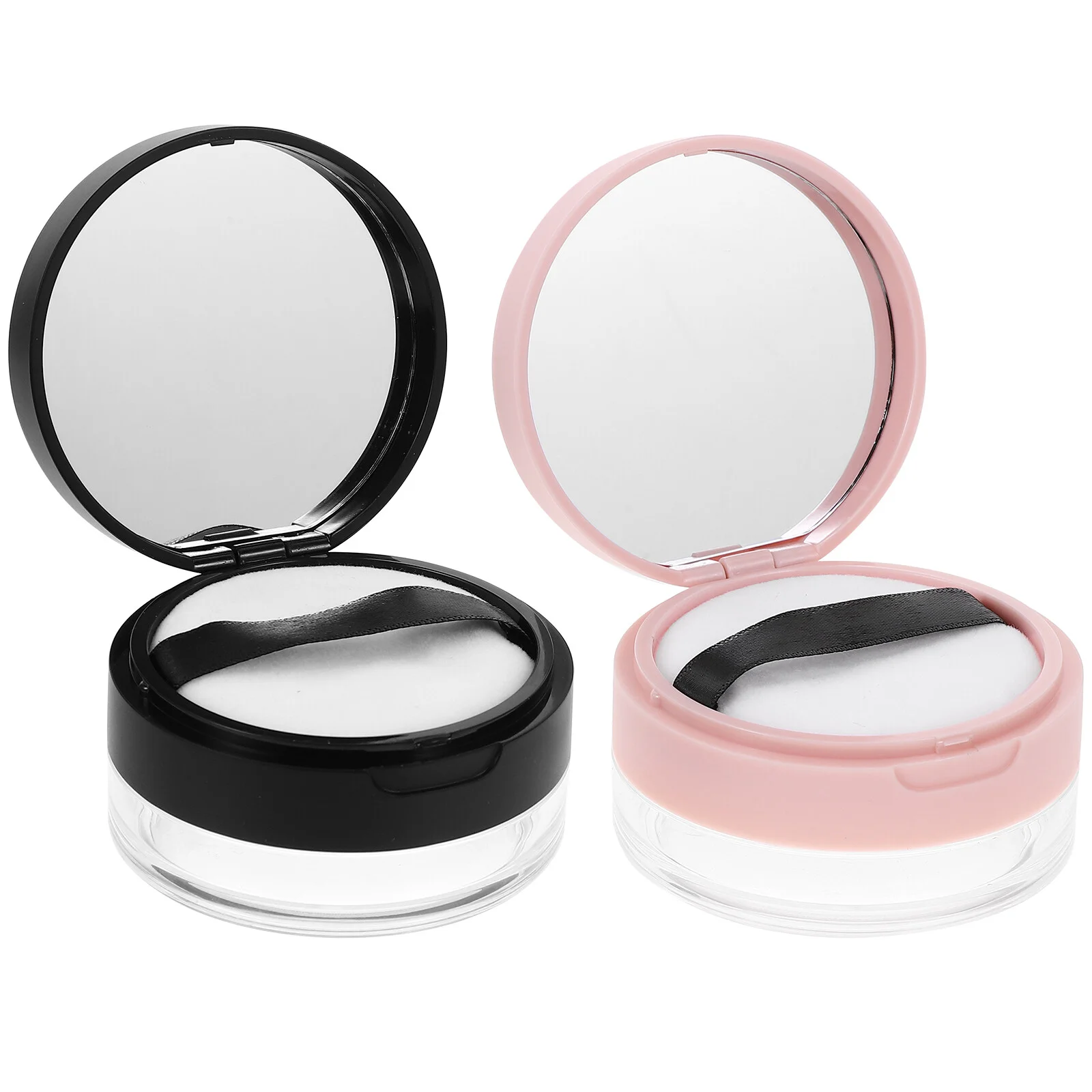 2 Pcs Makeup Travel Containers Puff Powder Applicator Body Loose 6.8x6.8cm Baby Small Plastic Empty