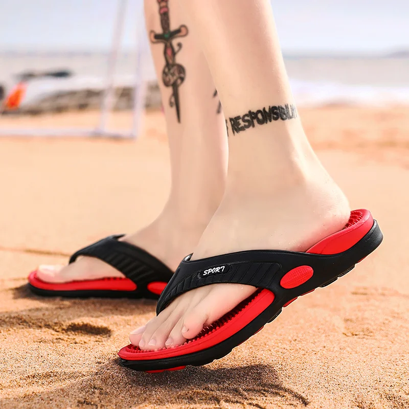 

Summer Men's Flip-flops Massage Granule Men Slippers Comfortable Beach Sandals Men Casual Shoes House Flip Flops Bathroom Shoes