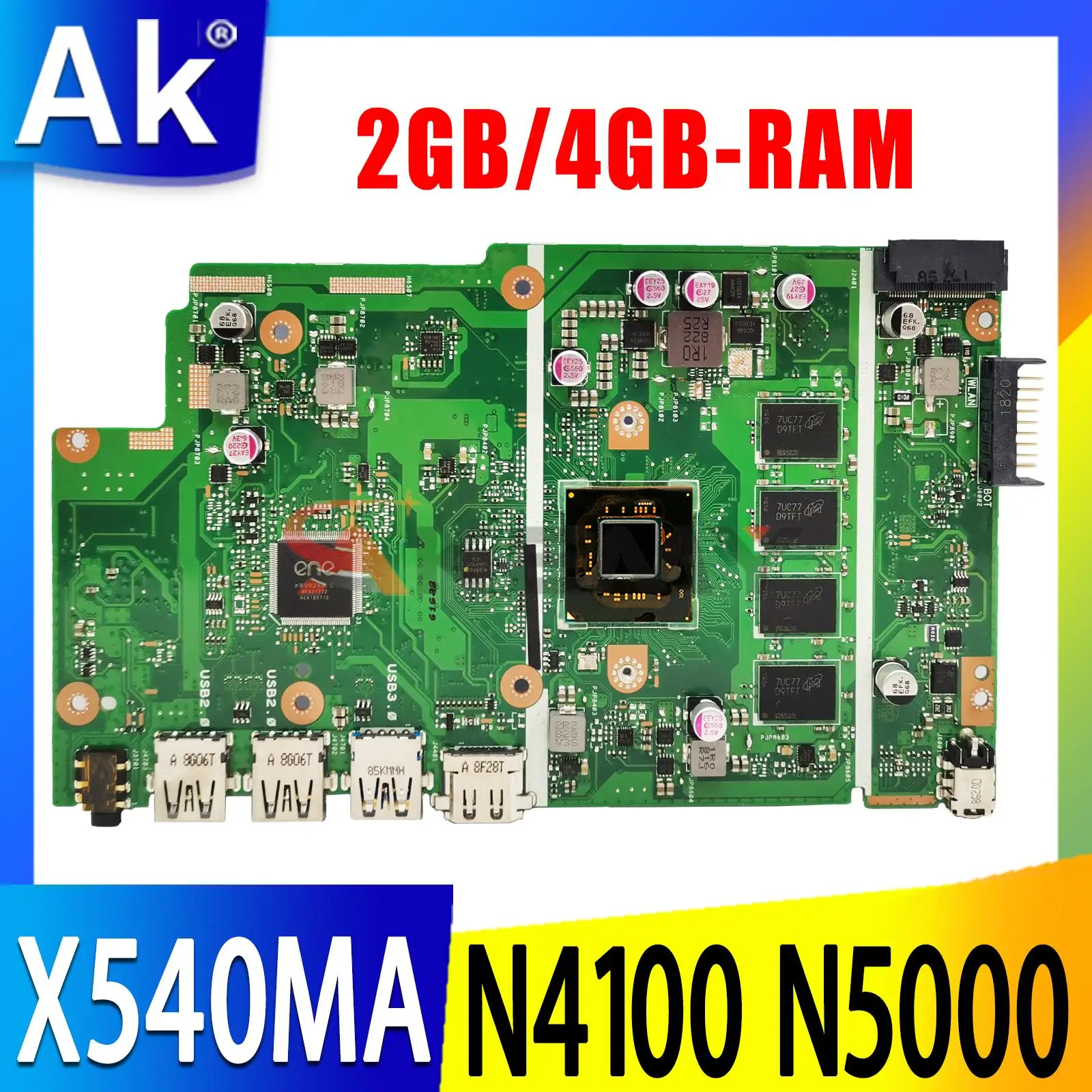 Материнская плата для ноутбука X540MA Материнская плата ASUS X540M A540M X540MA с N5000 N4000 N4100 8 Гб 4GB-RAM 100% тест