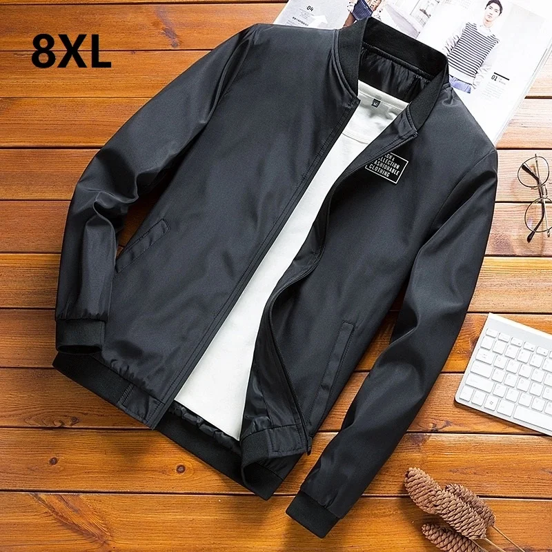 

2021 8XL 7XL 6XL 5XL Men Bomber Jacket Thin Slim Long Sleeve Baseball Jackets New Zipper Jacket Men Clothing Brand large size