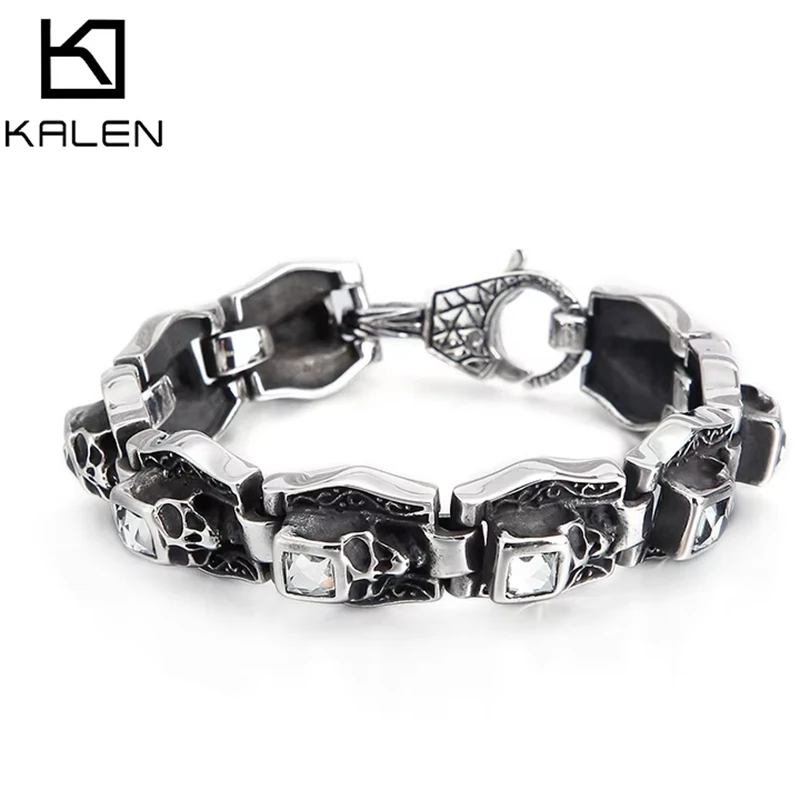 Kalen уникальный череп браслет из нержавеющей стали 316L мужской высококачественный