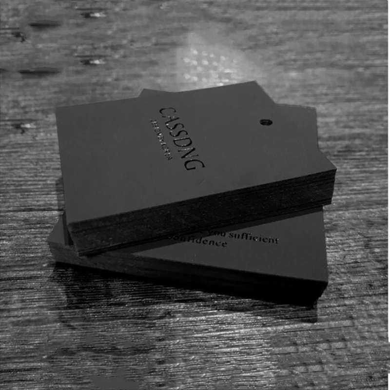 1000 компл./Лот подвесная бирка с логотипом на заказ для одежды/сумки/обуви черная