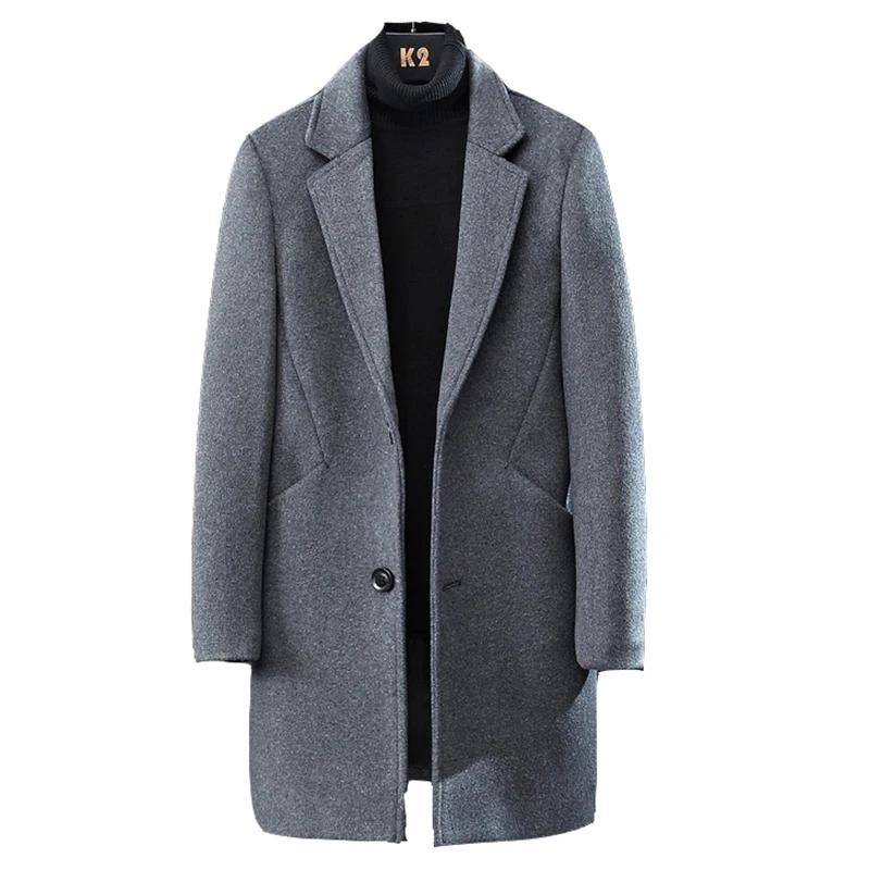 

Autumn and Winter British Style Men's Wool Coat Classic Long Woolen Coat Business City Warm Blended Windbreaker Jacket 4XL
