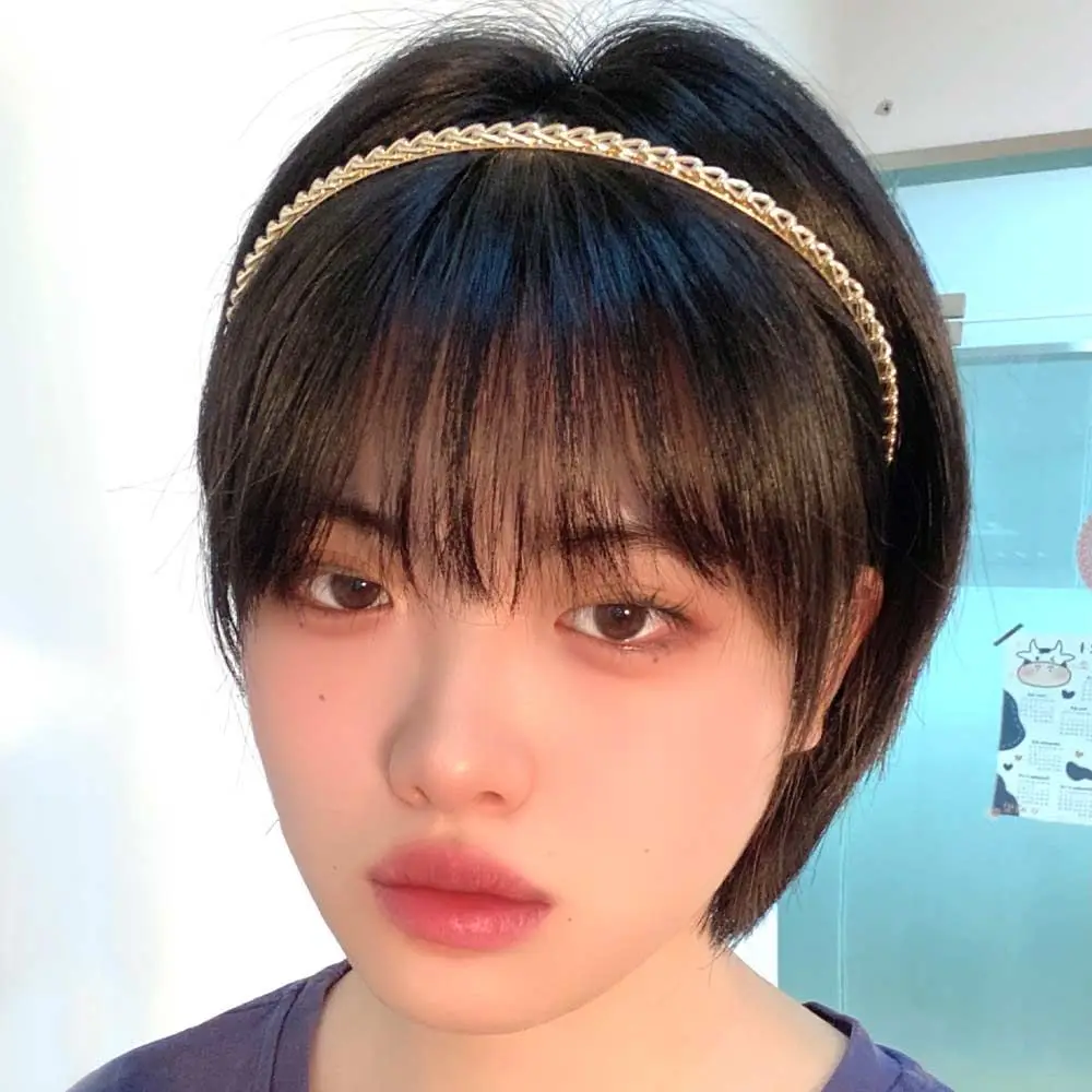 

Simple Elegant Temperament Headwear Metal Female Hair Accessories Korean Style Headband Women Hair Hoop Chain Hairband