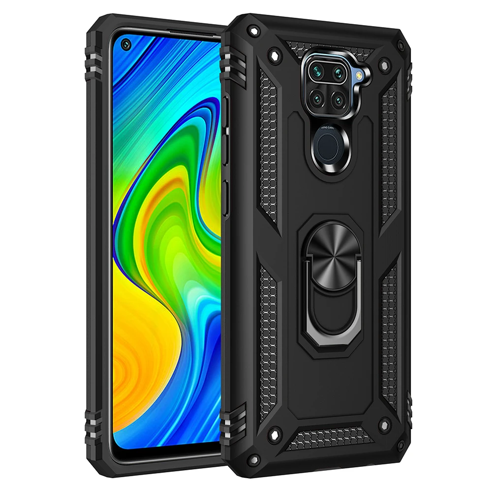 

Fashion Armor Anti Fall Phone Case For Xiaomi Redmi Note K30 10X 9S 9T K30S 9A 9C 9 Pro Power Max 4G Kickstand Protection Cover