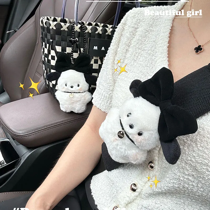 

Sanrioed Pochacco Car Seat Belt Cover Kawaii Cartoon Plush Toy Creative Cars R Interior Decoration Friends Birthday Gift