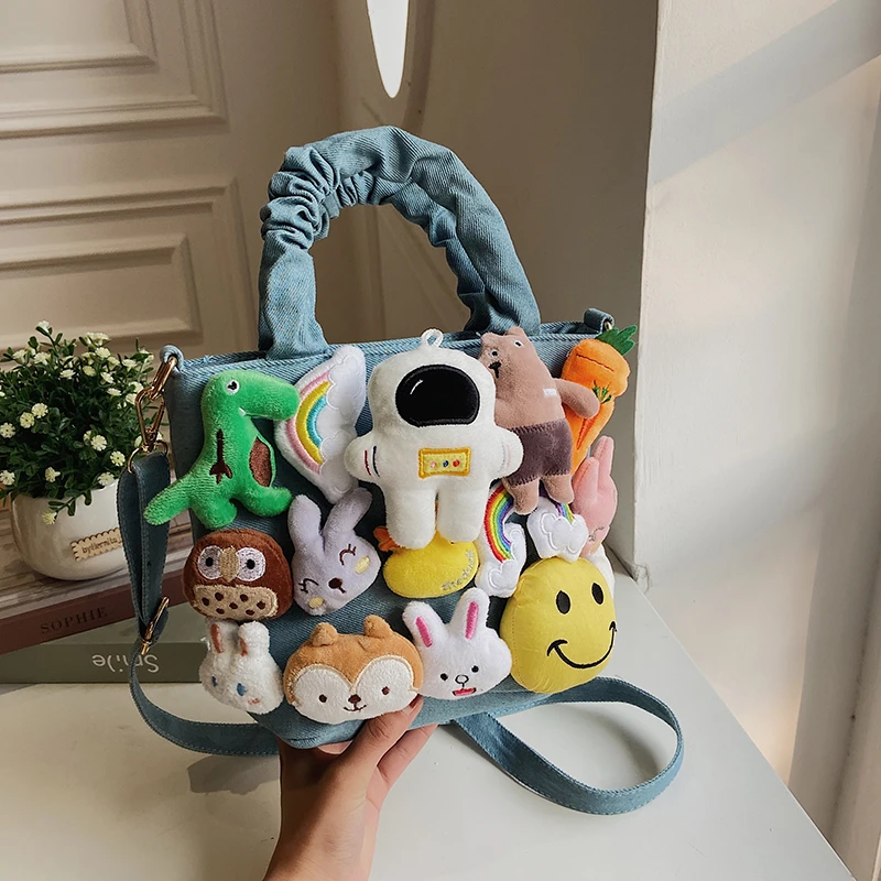 

Canvas Casual Tote Bags for Women 2021 New Cute Doll Messenger Bag Unusual Fashion Handbags Cartoon Party Shoulder Bag Ladies