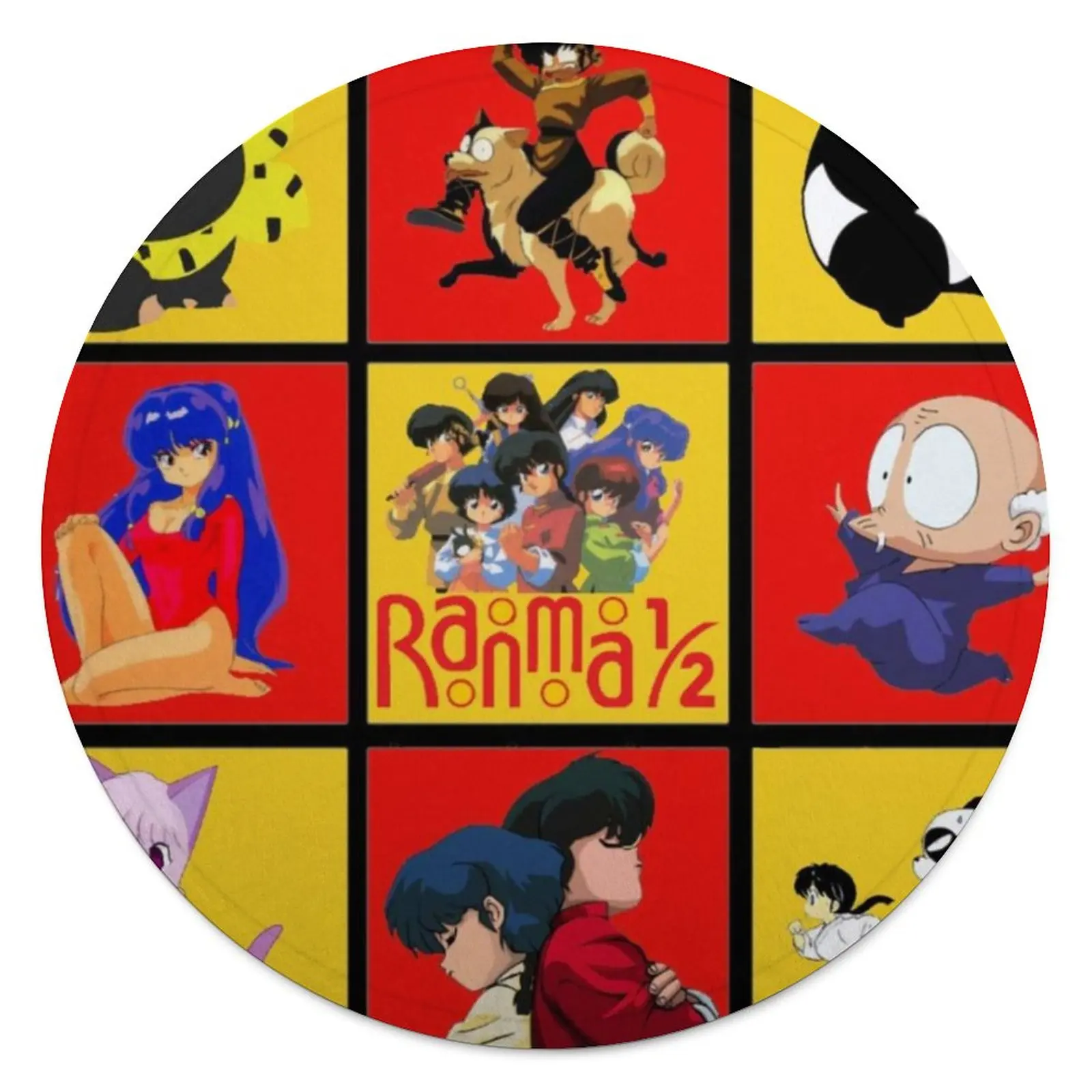 

Ranma 12 Pattern Blanket Ranma Funny Martial Arts Panda Funny Round Fleece Blanket Outdoor Super Soft Fashion Bedspread