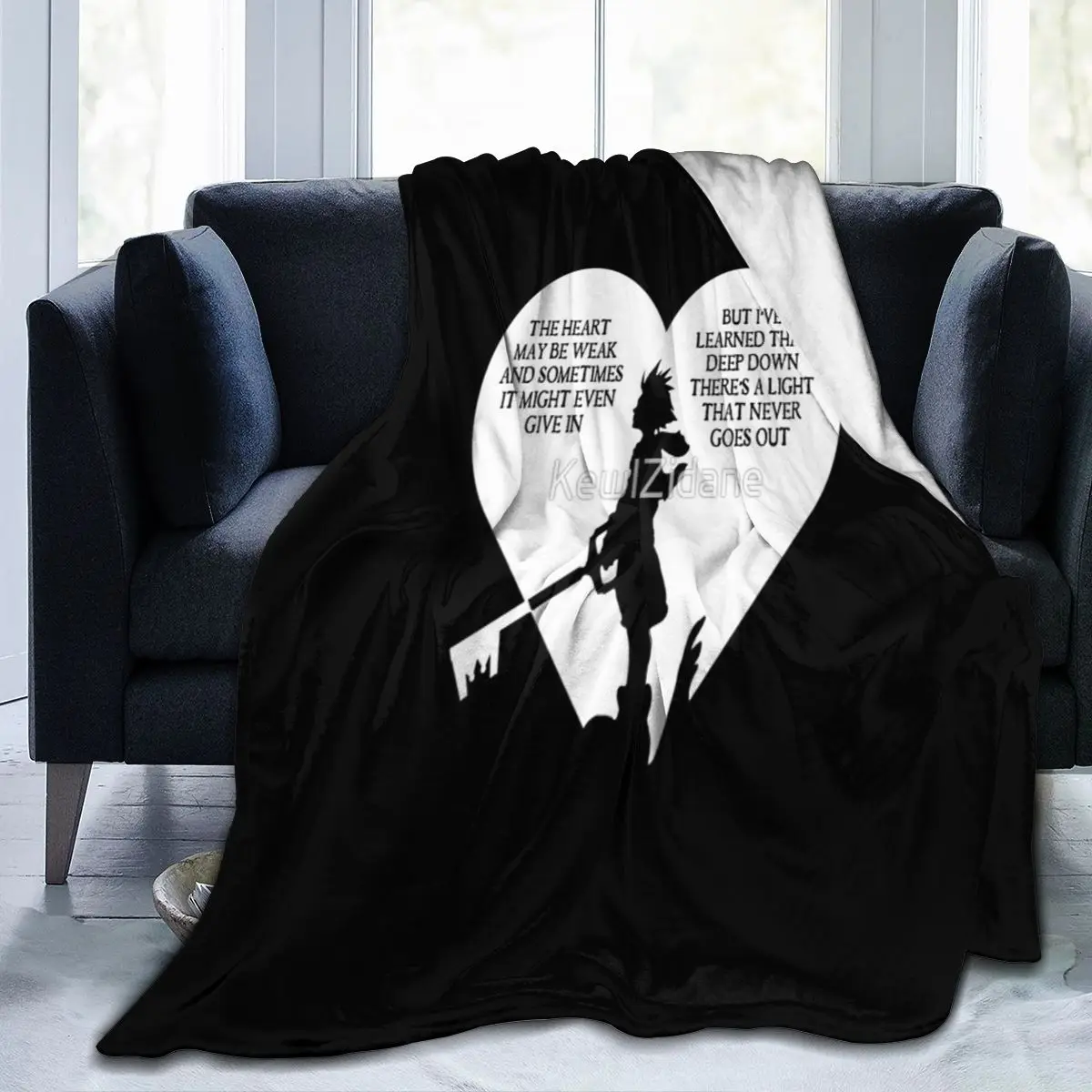 

Kingdom Hearts Sora Quote Blanket, Facecloth Blanket Modern Gift AntiPilling Customizable