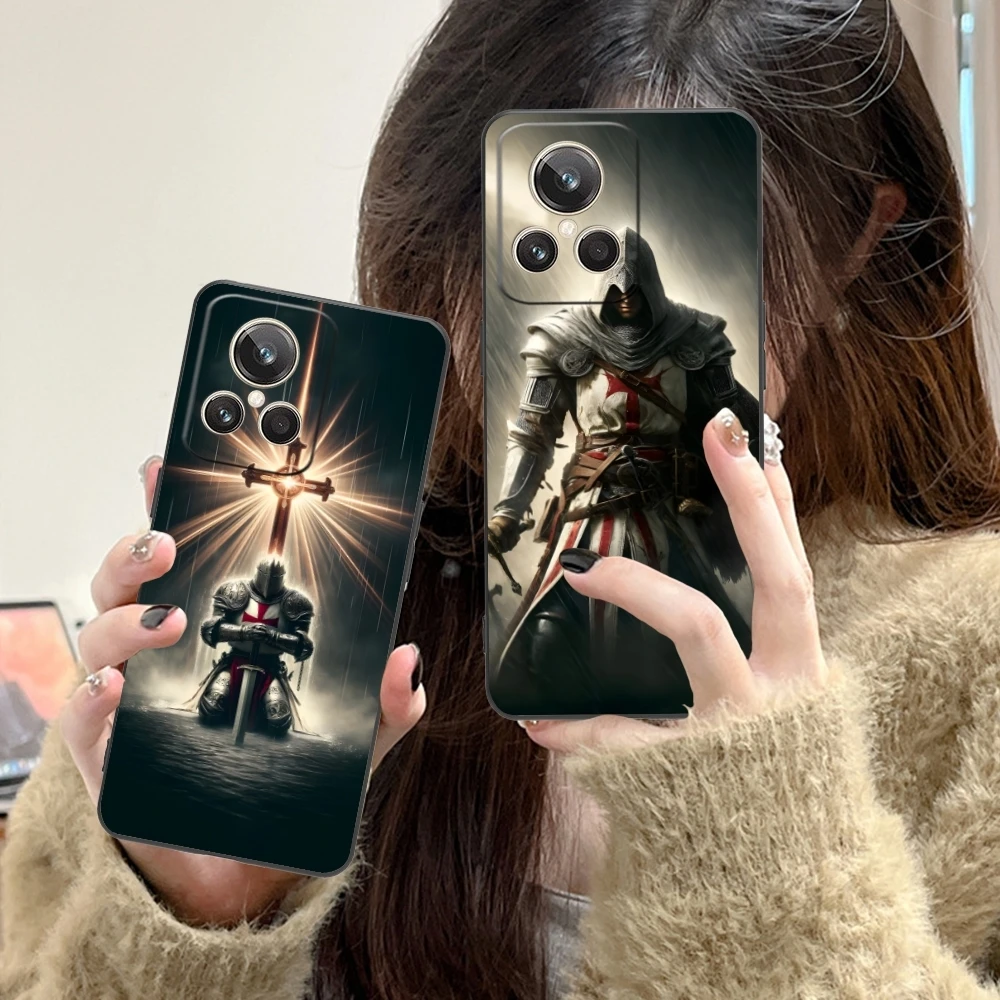 Templar рыцари живопись мобильный телефон для Realme GT 2 9i 8i 7i Pro X50 X2 C35 C21 C20 C11 C3 черный