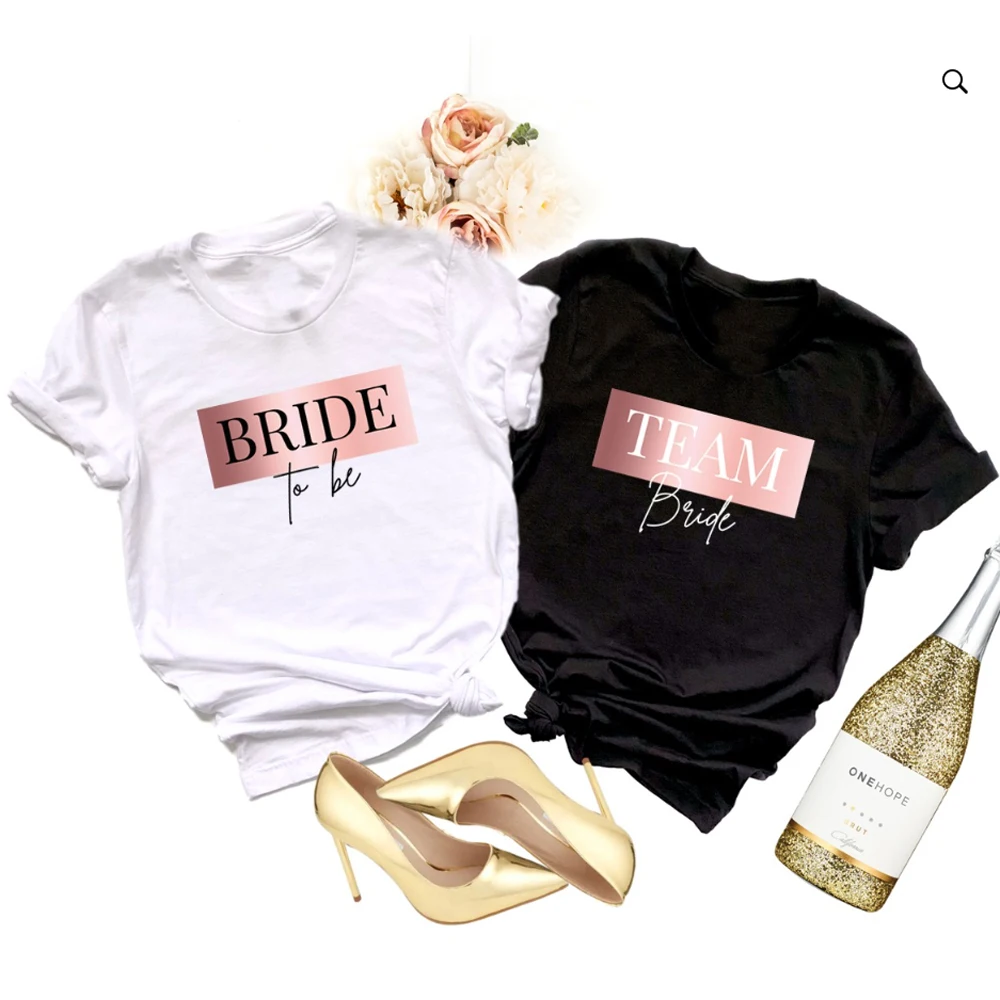

Футболка женская с принтом надписи Bride Team, модная рубашка с коротким рукавом, топ с графическим принтом для свадьбы, лето