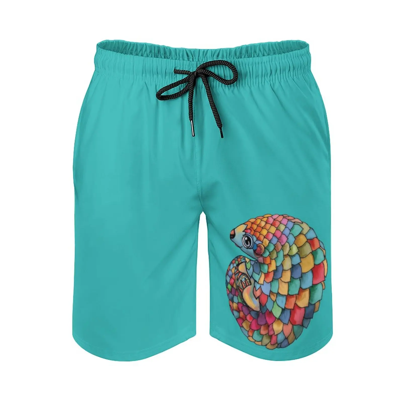 

Rainbow Pangolin Men's Swim Trunks Quick Dry Volley Beach Shorts With Pockets For Men's Pangolin Jigsaw Puzzle Pangolin Jigsaw