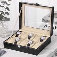 watch storage box for 10 watches ten slot couple wristwatch display holder black case clock jewelry organizers pu leather boxes