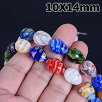 10pcs 10x14mm teardrop shape mixed flowers pattern millefiori glass loose beads for diy crafts jewelry making findings