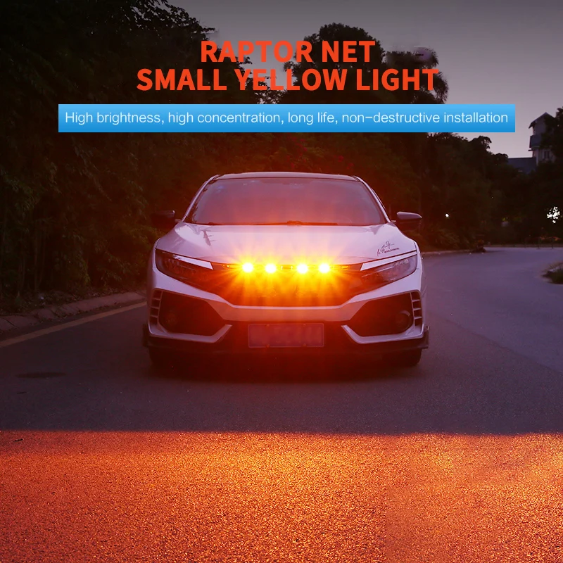 

Daytime Running Lights Raptor Style Lamp Emergency Warning Signal Light Car Grille Strobe Light Head LED Mini Flash Lamp