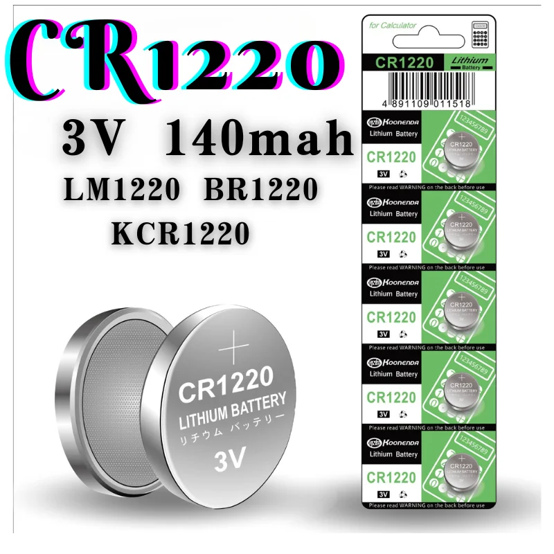 

CR1220 LM1220 BR1220 KCR1220 3V Lithium Battery For Toy Watch Scale Calculator Car Remote Control Mouse Button Coin Cell