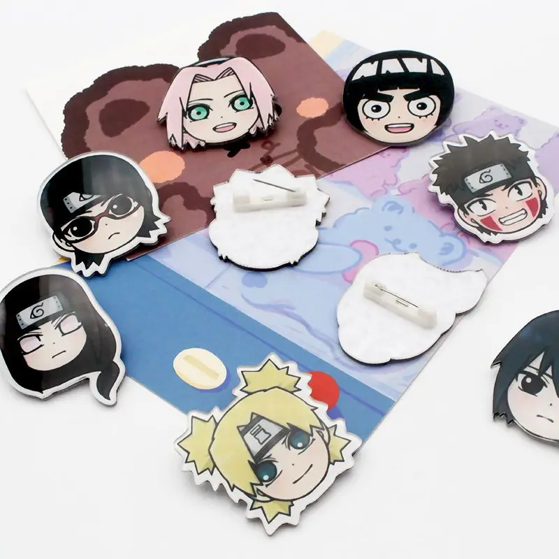 

Naruto anime cartoon creative peripheral cute Naruto Sasuke Sakura Kakashi peripheral brooch new trend badge badge wholesale