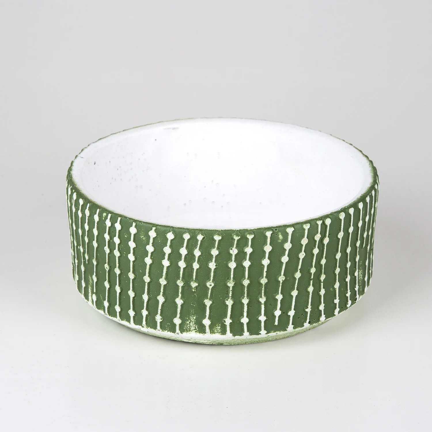 

Зеленая бетонная кастрюля sonseries в полоску 20x9 см