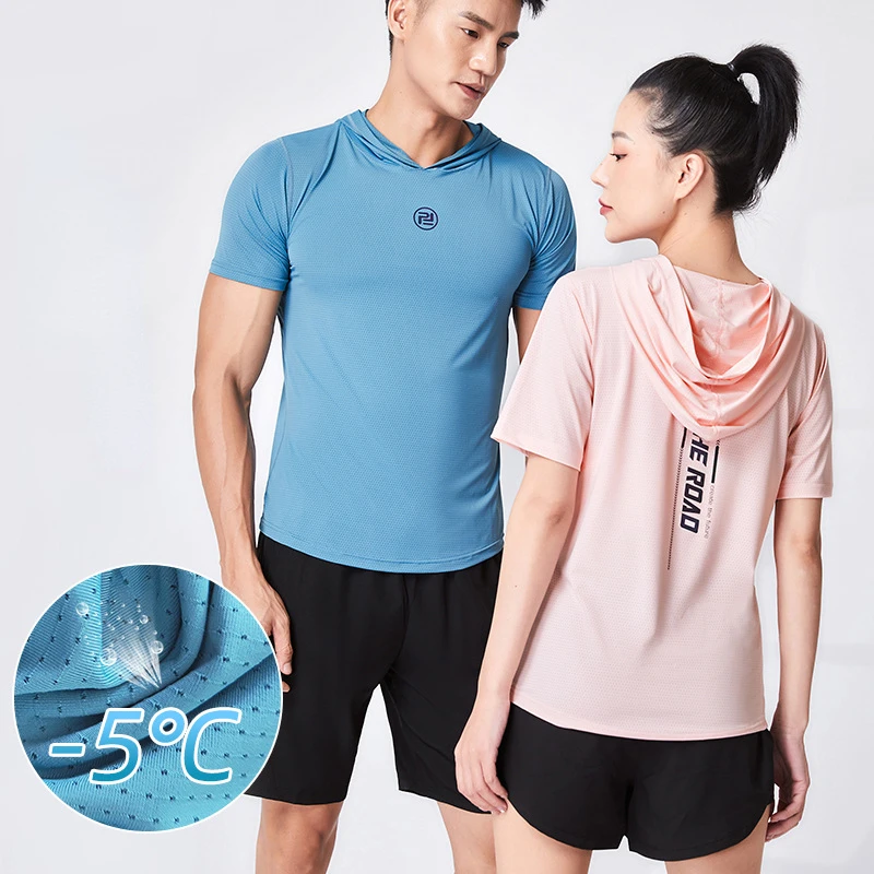

Унисекс, нейлоновая футболка для бега со льдом, летняя спортивная футболка с коротким рукавом, свободная одежда для фитнеса, быстросохнущая...