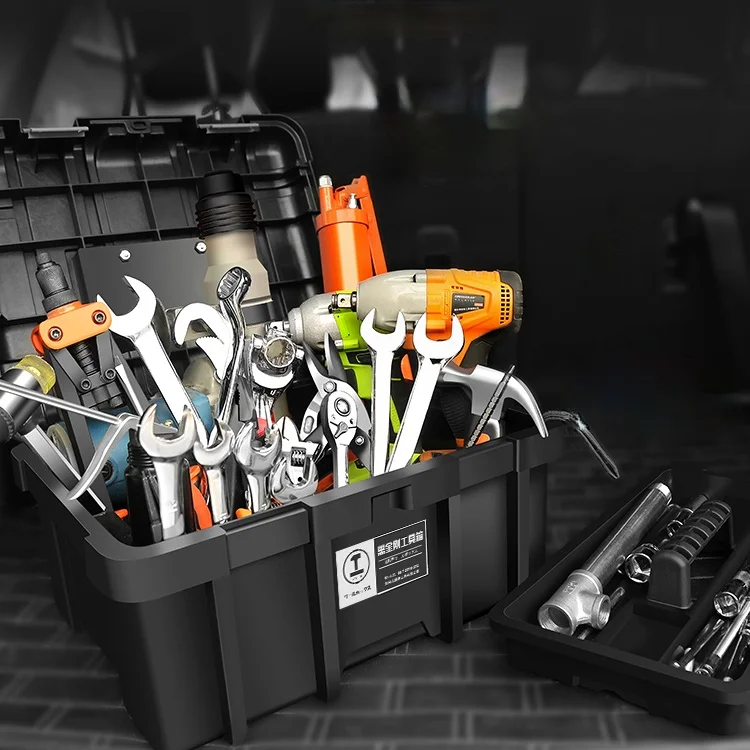 

Potable Multifunction Tool Case Impact Resistant Protective Black Tool Box Hardware Suitcase Porta Attrezzi Home Repair DK50TB