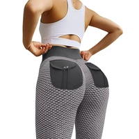 2022 hot selling fitness pocket yoga pants sexy high waist peach buttocks leggings 6 colors belly tightening fitness pants women