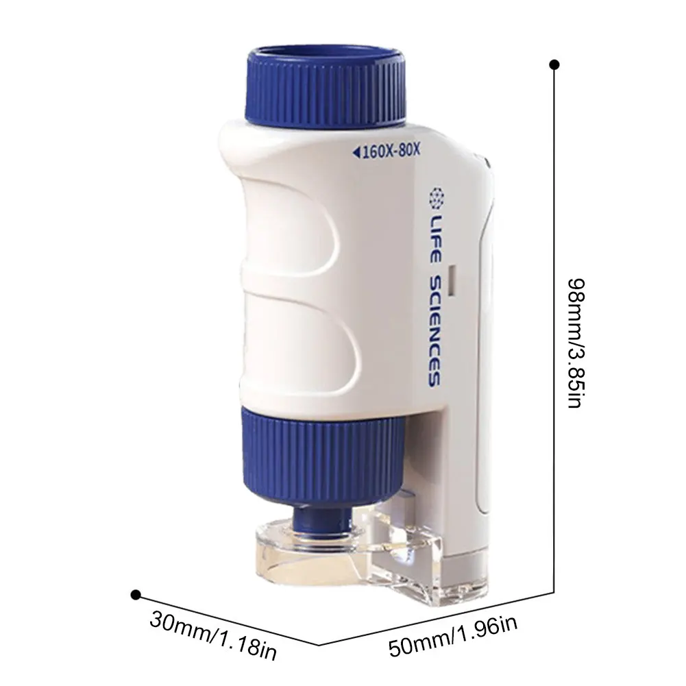 Карманный мини-микроскоп 60X-120X ручной микроскоп на батарейках со стандартной