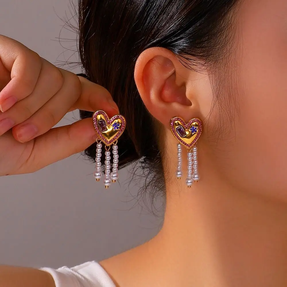 Высококачественные милые серьги в форме сердца длинные капли темпераментные с