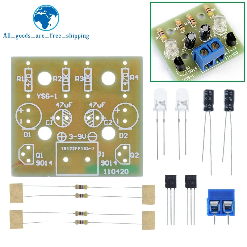 

TZT Простая светодиодная вспышка DIY Kits Circuit Electronics DIY Electronic Suite 1,2 мм Детали для Arduino Flash LED Kit Электронный DIY Kit