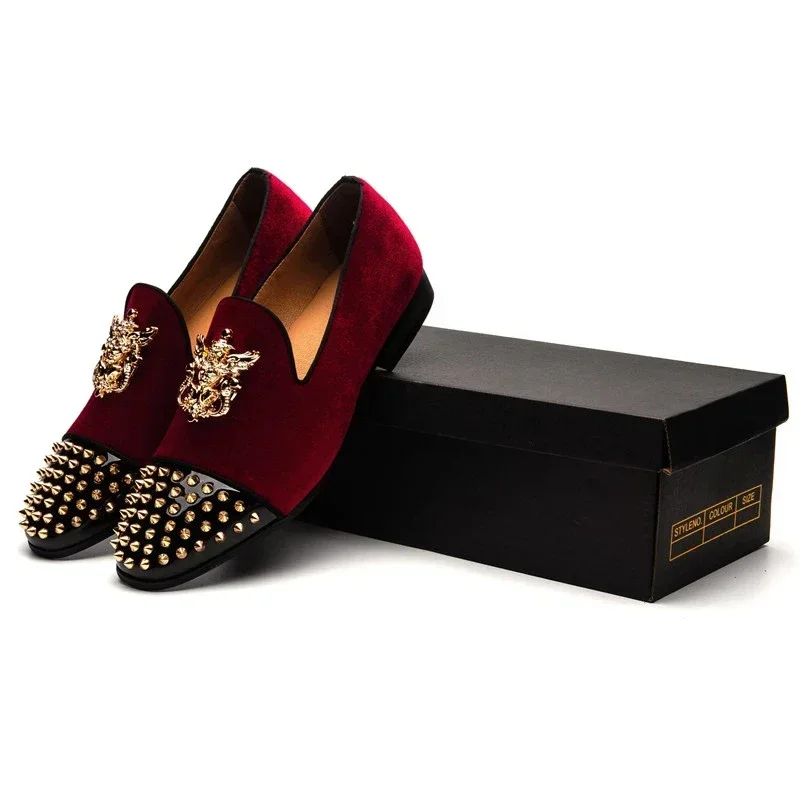 Туфли-оксфорды мужские с шипами роскошные брендовые модные туфли на плоской