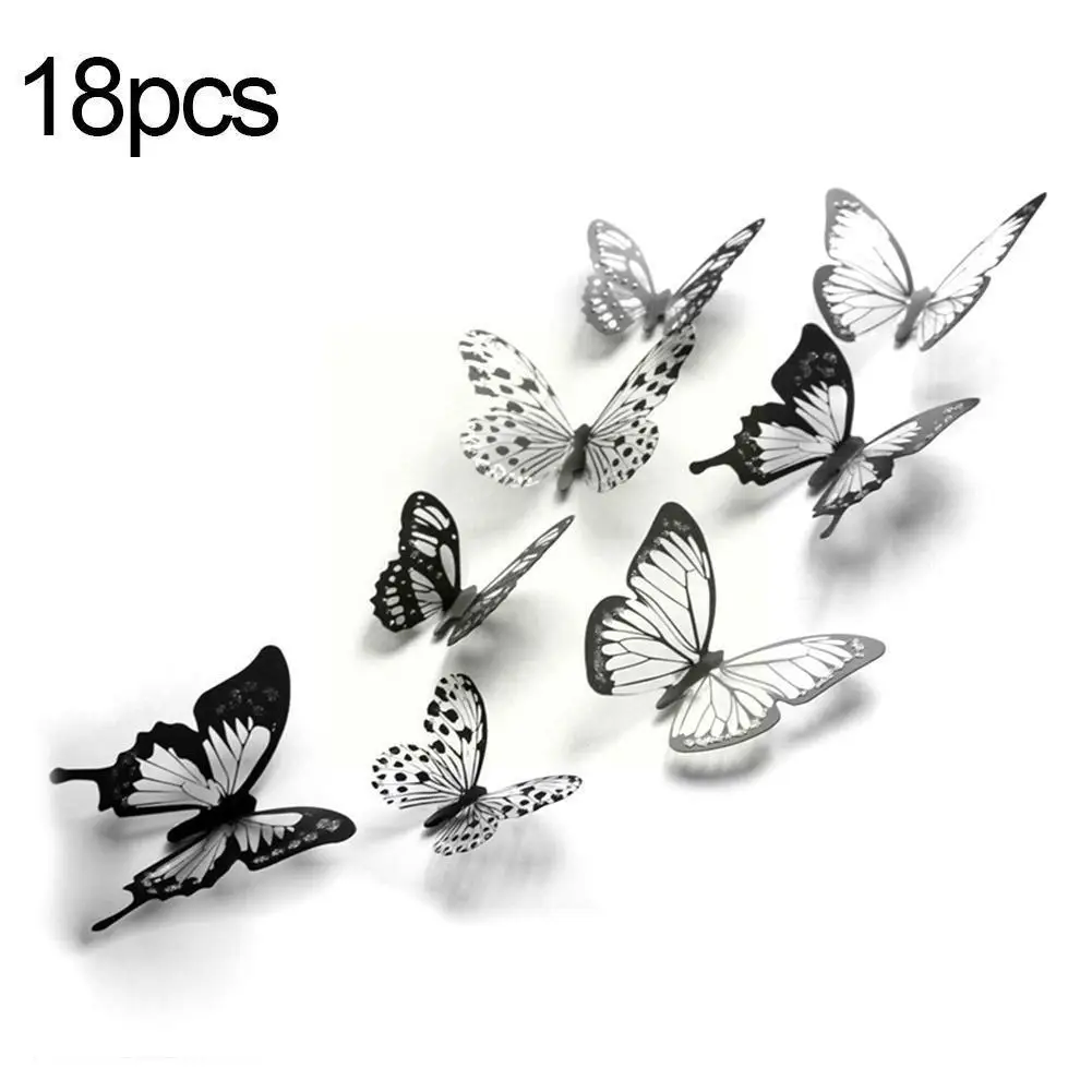 

18 pcs/set Black butterfly Wall Sticker Wedding Decoration living stickers room Decals Home Butterflies Decor bedroom K2T9