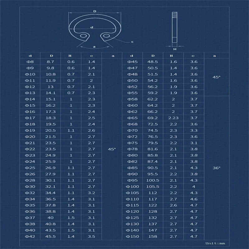 C Clips Snap Retaining Ring For Hole GB893 Black 65 Manganese Steel Washer Internal Shaft Circlip M6 - M200